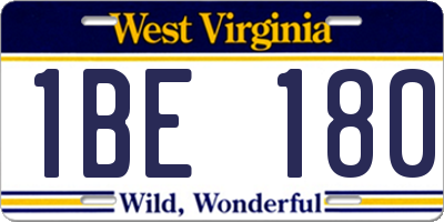 WV license plate 1BE180