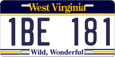 WV license plate 1BE181