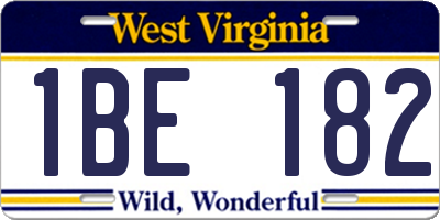 WV license plate 1BE182