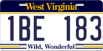 WV license plate 1BE183