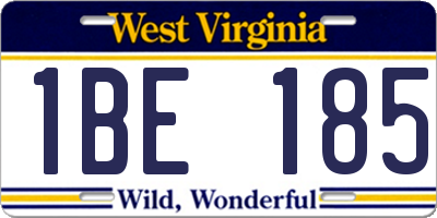 WV license plate 1BE185