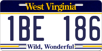 WV license plate 1BE186