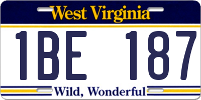 WV license plate 1BE187