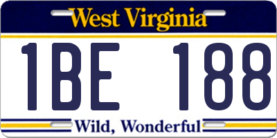 WV license plate 1BE188