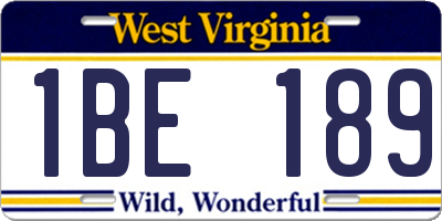 WV license plate 1BE189