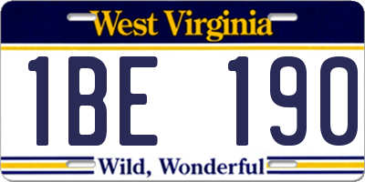 WV license plate 1BE190
