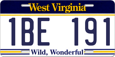WV license plate 1BE191