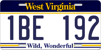 WV license plate 1BE192