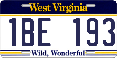 WV license plate 1BE193