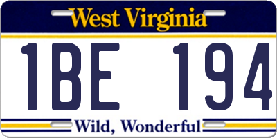WV license plate 1BE194