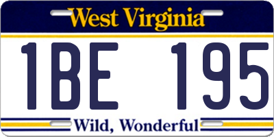 WV license plate 1BE195