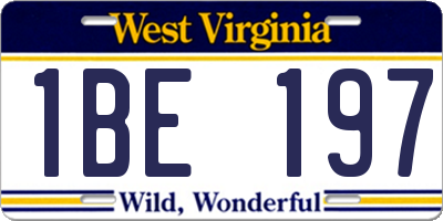 WV license plate 1BE197