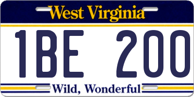 WV license plate 1BE200