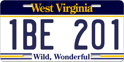 WV license plate 1BE201