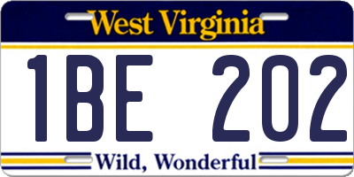 WV license plate 1BE202