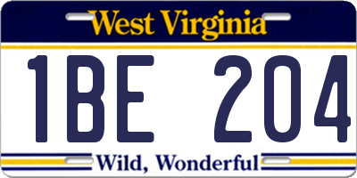 WV license plate 1BE204