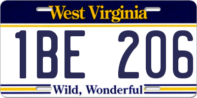 WV license plate 1BE206