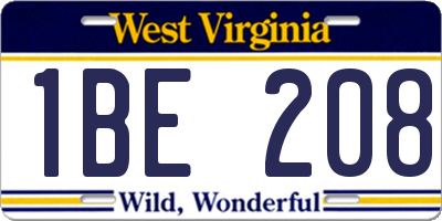 WV license plate 1BE208