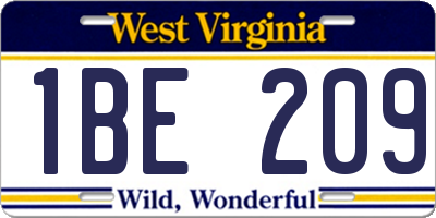 WV license plate 1BE209
