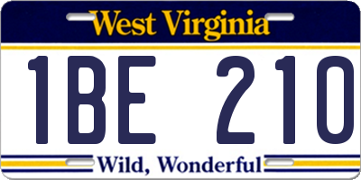 WV license plate 1BE210