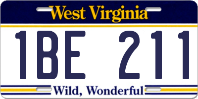 WV license plate 1BE211