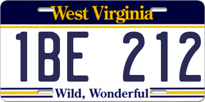 WV license plate 1BE212