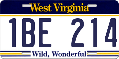 WV license plate 1BE214
