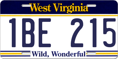 WV license plate 1BE215