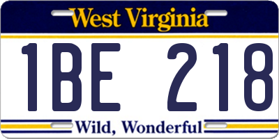 WV license plate 1BE218