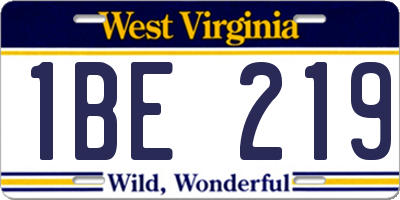 WV license plate 1BE219