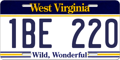 WV license plate 1BE220