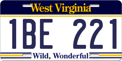 WV license plate 1BE221