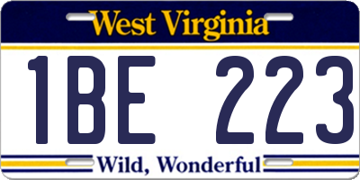 WV license plate 1BE223