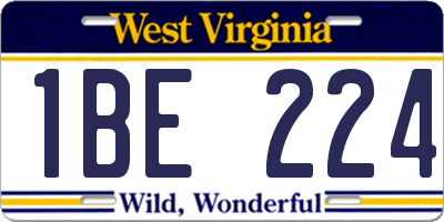 WV license plate 1BE224