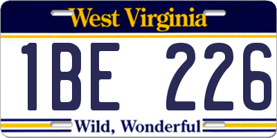 WV license plate 1BE226