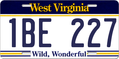 WV license plate 1BE227