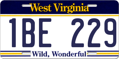 WV license plate 1BE229