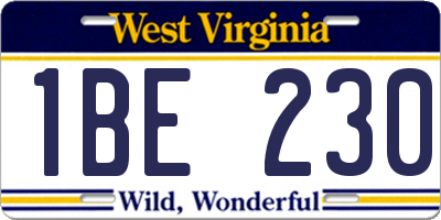 WV license plate 1BE230