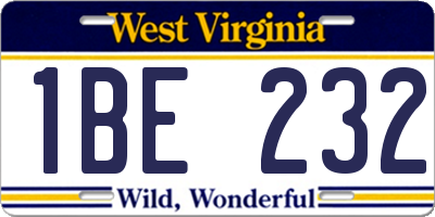 WV license plate 1BE232