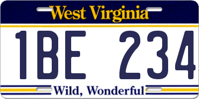WV license plate 1BE234