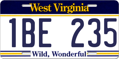 WV license plate 1BE235