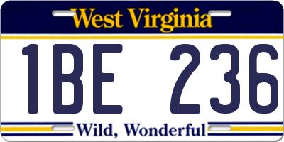 WV license plate 1BE236