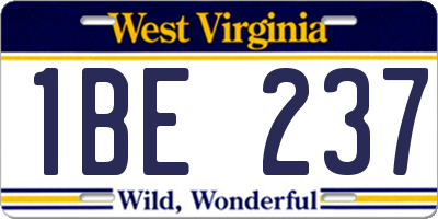 WV license plate 1BE237