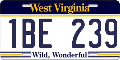 WV license plate 1BE239