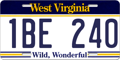 WV license plate 1BE240