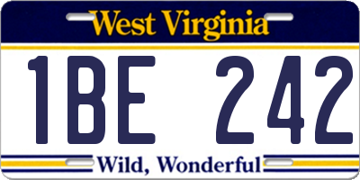 WV license plate 1BE242