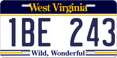 WV license plate 1BE243