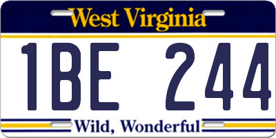 WV license plate 1BE244