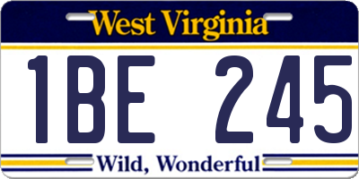 WV license plate 1BE245