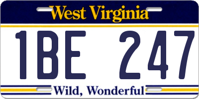 WV license plate 1BE247